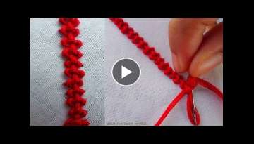 Hand Embroidery Stitch: Twilling stitch or palestrina stitch border line design|basic embroidery-...