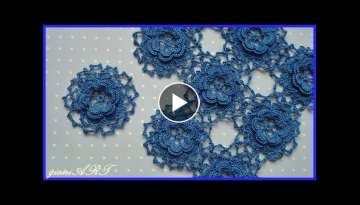 Crochet Lace Rose Motifs for Tablecloth | How to Join flower motifs together