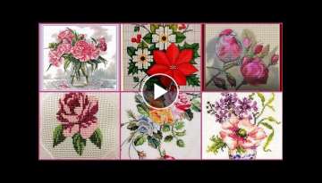 very beautiful flower cross stitches hand embroidery pattern colourful attractive ideas