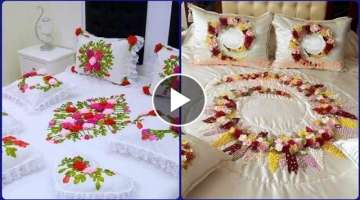 adorable and Classy Ribbon embroidery bedsheets Design Ideas