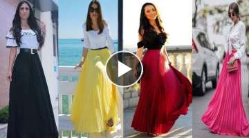 Latest Beautiful Long Skirt And Top Dresses/Casual Crop Top With Long Skirt Designs Ideas For Gir...