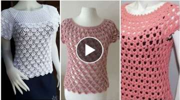 very Gorgeous Crochet mesh pattern blouse/Women's crochetmade blouse designing collection
