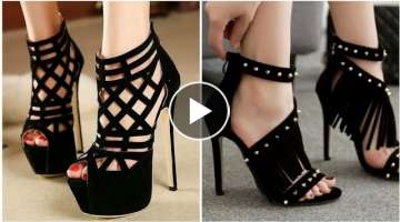 women sexy open Toe high heel sandals //ankle strap formal high heel sandals design collection