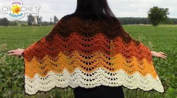 Autumn Moon Wrap - Beautiful Crochet Feather & Fan Stitch Pattern