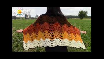 Autumn Moon Wrap - Beautiful Crochet Feather & Fan Stitch Pattern