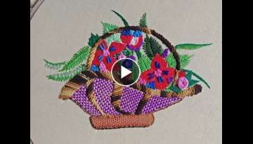Flower Basket Hand Embroidery II How to Make Flower Basket