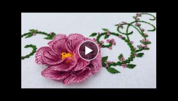 Hand Embroidery: Brazilian Flower Embroidery - Vine Rose Embroidery - Corner Flower Embroidery