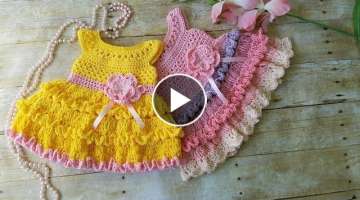 Crochet Baby Dress Tutotial, 0-3 Months Crochet Dress Pattern, Cotton Baby Girl Crochet Patterns