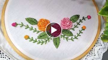 Hand embroidery/cast on stitch rose embroidery design/Brazilian embroidery by fashion Arts.