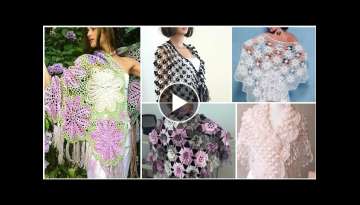 Trendy designer handmade crochet lace flower pattern bridal shawls design for women fashion