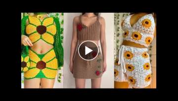 Simple Comfortable And Alluring Crochet Mini Skirts Designs And Outfit Ideas Crop Top Blouse