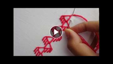 basic hand embroidery tutorial| buttonhole stitch border design