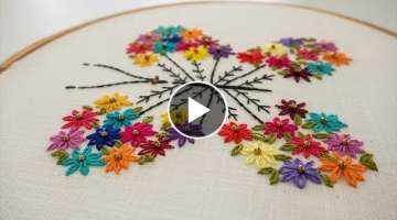 Hand Embroidery Butterfly Design Stitch by a Young Child | DIY Stitching