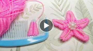 Amazing Trick With Hair Comb|Easy Woolen Flower Making Idea|Hand Embroidery Design#sewinghack#sho...