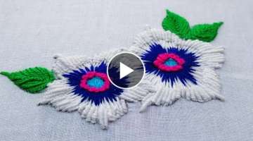 White Work Flower Embroidery|Hand Embroidery|Bullion Knot Stitch Flower|Brazilian Embroidery Stit...