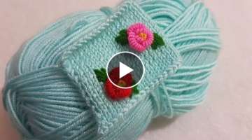 Örgü üzerine rokoko çiçek brezilya nakışı yapımı Brazilian embroidery to knit rococo ro...