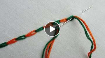 magic chain stitch,basic hand embroidery tutorial,Checkered or Alternating Chain Stitch
