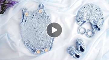 KNITTING PATTERN Baby SET: romper, bonnet and booties 
