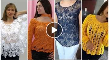 Trendi Collection of fashion designer Crochet boho Blouse & frilly neck designes