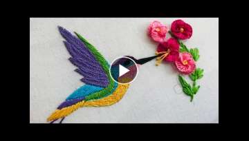 Hand Embroidery: Humming Bird Embroidery - Needle Point - Brazilian Stitches - Bird Embroidery