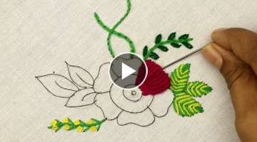 Colorful Brazilian Embroidery Flowers with Bullion Knot Stitch Embroidery and Creative leaf stitc...