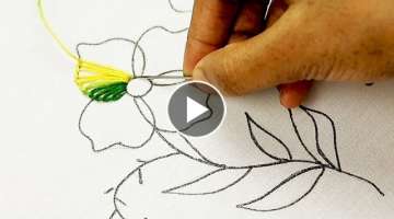 hand embroidery, amazing flower embroidery designs with double color net stitch and outline stitc...