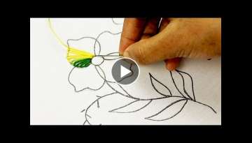 hand embroidery, amazing flower embroidery designs with double color net stitch and outline stitc...