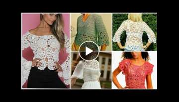 Latest&Stylish Vintage dress design/Crochet knitted pineapple leaves pattern top blouse dress des...