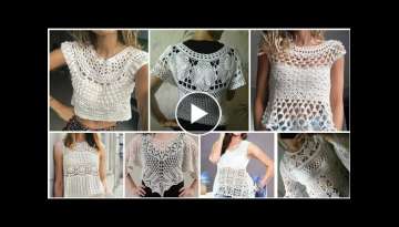 Elegant Latest 30 women fashion/Stylish crochet knitted lace flower pattern Beggie top blouse des...