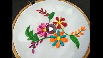 Hand Embroidery | Buttonhole Bar Stitch | Brazilian Flower Embroidery | Flower Embroidery Tutoria...