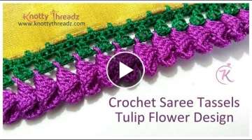 Latest Saree Kuchu Design | New Crochet Saree Tassels Pattern | 3/10 | www.knottythreadz.com